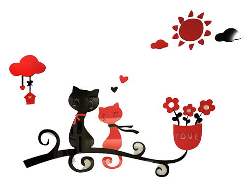 3D Acrylic Black and red cat design