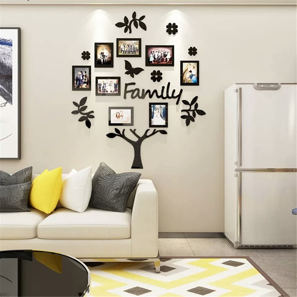 3d Family Black Tree With Photo Frames