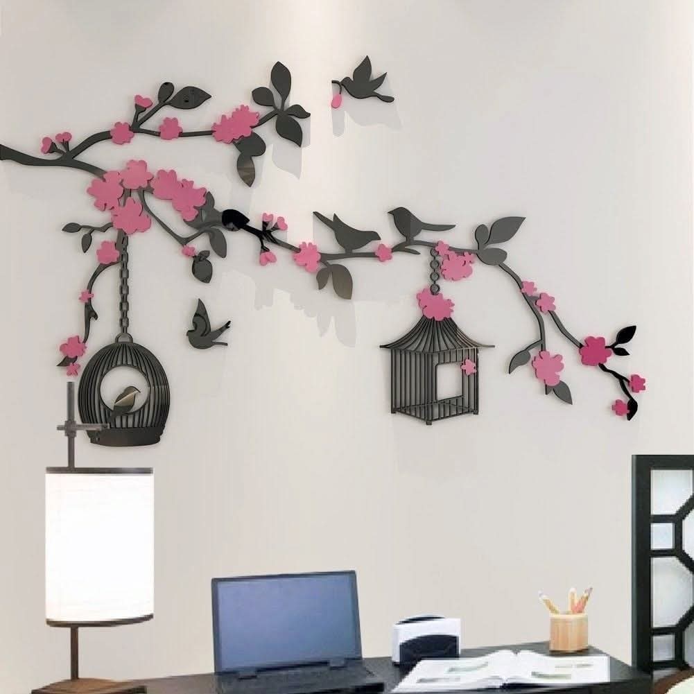 3D Cage Of Sparrow Acrylic Wall Art