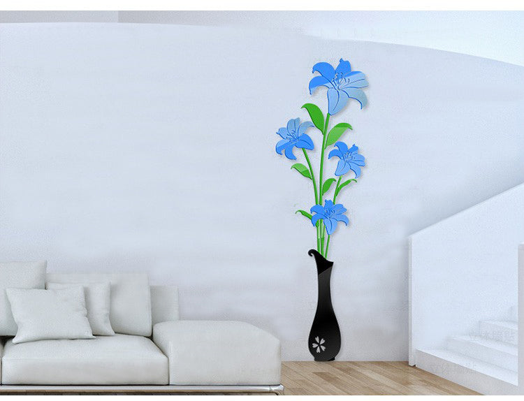 New 3d Flower Vase With Pot ( Guldaan ) Wall Decor Acrylic Made