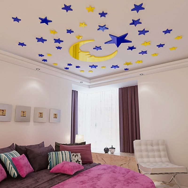 3D Acrylic Roof Design Moon Stars